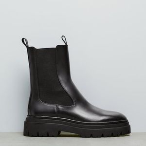 Zara Leather Lug Soled Ankle Boots - Size 8